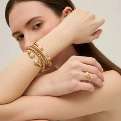 Bracelet jonc Amarante torsade - Nacre Blanche & Oeil de tigre